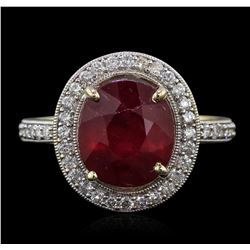 14KT Yellow Gold 4.98ct Ruby and Diamond Ring