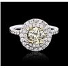 Image 2 : GIA Certified 14KT White Gold 1.00ct Yellow Diamond Ring