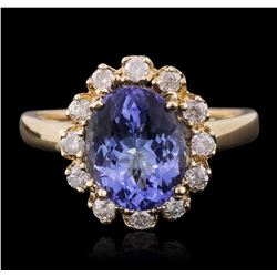 14KT Yellow Gold 2.92ct Tanzanite and Diamond Ring