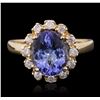 Image 1 : 14KT Yellow Gold 2.92ct Tanzanite and Diamond Ring