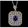 Image 1 : 14KT Yellow Gold 2.01ct Tanzanite and Diamond Pendant with Chain