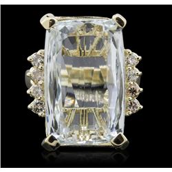 14KT Yellow Gold 11.26ct Aquamarine and Diamond Ring