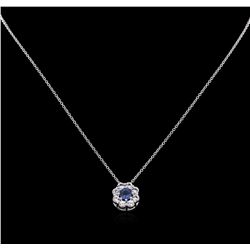 1.20ctw Blue and White Sapphire Pendant With Chain - 14KT White Gold