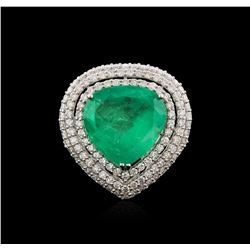 14KT White Gold 12.49ct Emerald and Diamond Ring