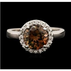 14KT White Gold 1.97ct Brown Tourmaline and Diamond Ring