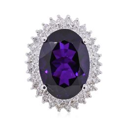 14KT White Gold 11.65ct Amethyst and Diamond Ring