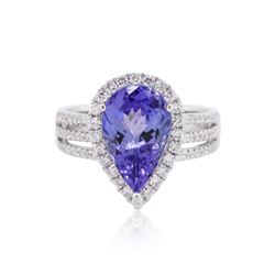 14KT White Gold 3.99ct Tanzanite and Diamond Ring