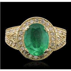 14KT Yellow Gold 2.81ct Emerald and Diamond Ring