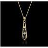 Image 1 : 14KT Yellow Gold 0.10ctw Sapphire and Diamond Pendant With Chain