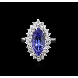 14KT White Gold 3.85ct Tanzanite and Diamond Ring