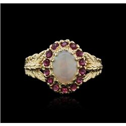 14KT Yellow Gold 1.00ct Opal and Ruby Ring