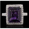 Image 1 : 14KT White Gold 6.43ct Amethyst and Diamond Ring