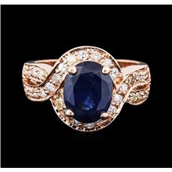 14KT Rose Gold 3.24ct Sapphire and Diamond Ring