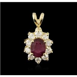 14KT Yellow Gold 1.15ct Ruby and Diamond Pendant