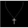 Image 1 : 14KT White Gold 1.13ctw Diamond Cross Pendant With Chain