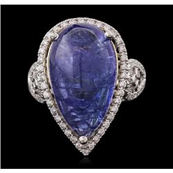 14KT White Gold 17.42ct Tanzanite and Diamond Ring