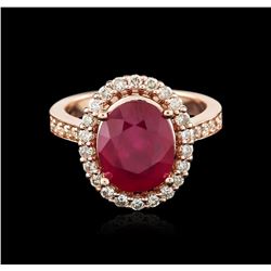 14KT Rose Gold 4.78ct Ruby and Diamond Ring