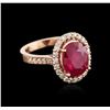 Image 2 : 14KT Rose Gold 4.78ct Ruby and Diamond Ring