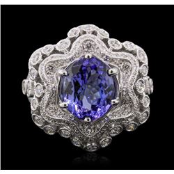 18KT White Gold 3.92ct Tanzanite and Diamond Ring