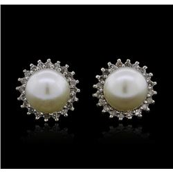 14KT White Gold Pearl and Diamond Earrings