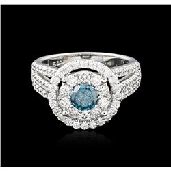 14KT White Gold 1.92ctw Fancy Blue Diamond Ring