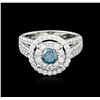 Image 1 : 14KT White Gold 1.92ctw Fancy Blue Diamond Ring