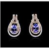 Image 1 : 14KT Two-Tone Gold 2.38ctw Tanzanite and Diamond Earrings