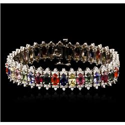 14KT White Gold 20.08ctw Multi Gemstone and Diamond Bracelet