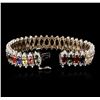 Image 3 : 14KT White Gold 20.08ctw Multi Gemstone and Diamond Bracelet