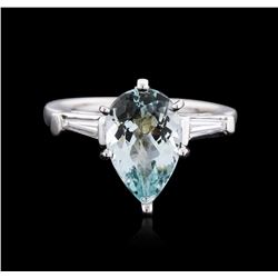 Platinum 2.59ct Aquamarine and Diamond Ring