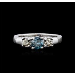 14KT White Gold 0.84ctw Fancy Blue Diamond Ring