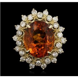 14KT Yellow Gold 5.03ct Citrine and Diamond Ring