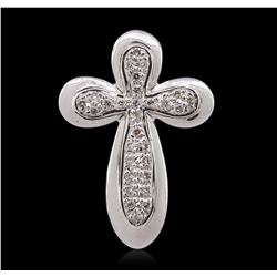 14KT White Gold 0.18ctw Diamond Cross Pendant