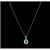 Image 1 : 14KT Rose Gold 3.05ct Emerald and Diamond Penadnt With Chain