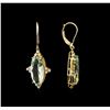 Image 2 : 14KT Yellow Gold 9.23ctw Green Amethyst and Diamond Earrings