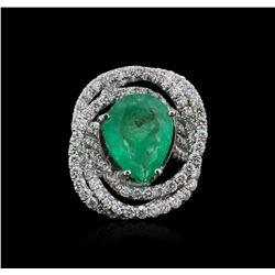 14KT White Gold 4.27ct Emerald and Diamond Ring