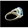 Image 3 : 14KT Yellow Gold 5.00ct Blue Topaz and Diamond Ring