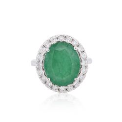 14KT White Gold 5.95ct Emerald and Diamond Ring