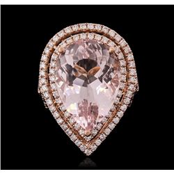 14KT Rose Gold 13.01ct Morganite and Diamond Ring