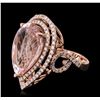 Image 2 : 14KT Rose Gold 13.01ct Morganite and Diamond Ring