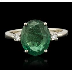 14KT White Gold 2.51ct Emerald and Diamond Ring