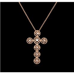 0.17ctw Diamond Cross Pendant With Chain - 14KT Rose Gold