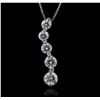 Image 1 : 14KT White Gold 1.28ctw Diamond Pendant With Chain