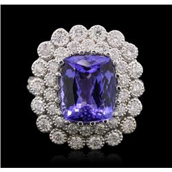 14KT White Gold 6.87ct Tanzanite and Diamond Ring