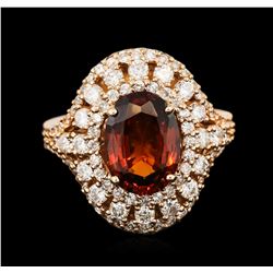 18KT Rose Gold 3.31ct Garnet and Diamond Ring