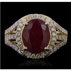 14KT Yellow Gold 5.07ct Ruby and Diamond Ring