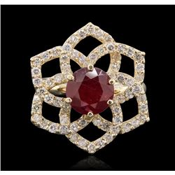 14KT Yellow Gold 3.11ct Ruby and Diamond Ring