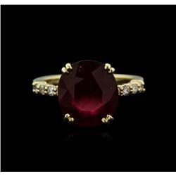 14KT Yellow Gold 6.49ct Ruby and Diamond Ring