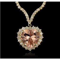 14KT Rose Gold 16.13ct GIA Cert Morganite and Diamond Necklace