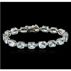 14KT White Gold 18.87ctw Aquamarine and Diamond Bracelet